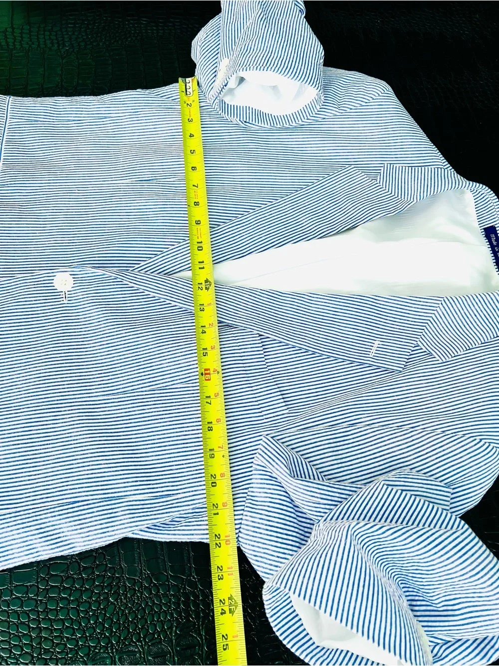 100% Cotton Alan Flusser Blue & White Striped Seersucker Sport Coat